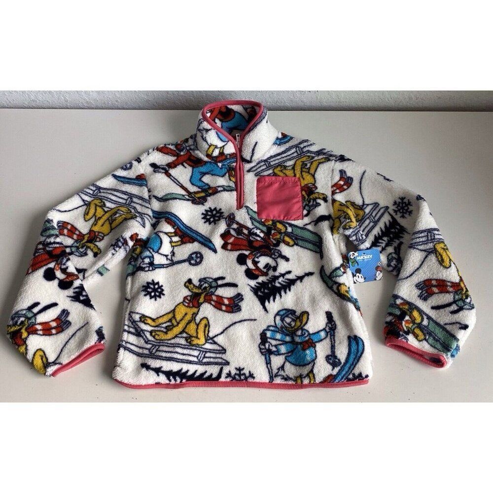 Disney Mickey Mouse & Friends 1/4 Zip Fleece Sweatshirt Women's Sz XXS NEW